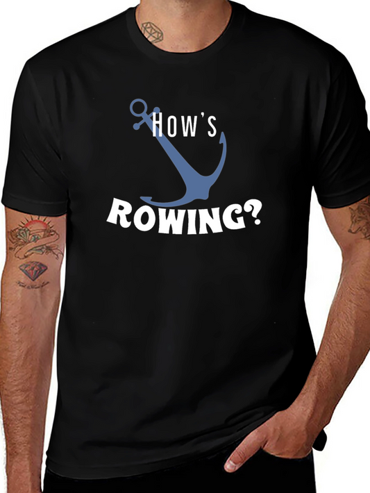 Hows Rowing? Black Graphic T-Shirt
