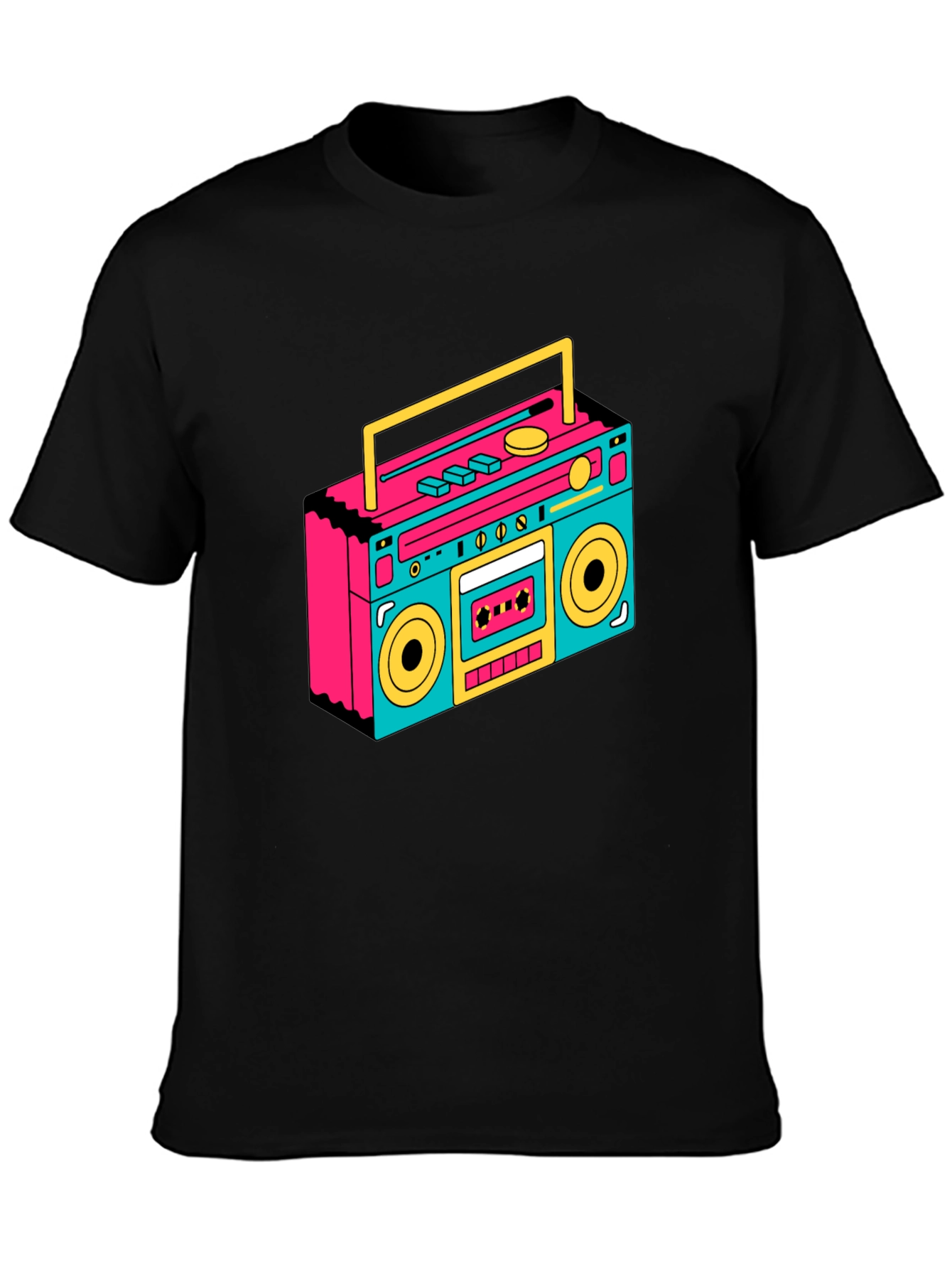 Retro Boombox Graphic Tee - Black