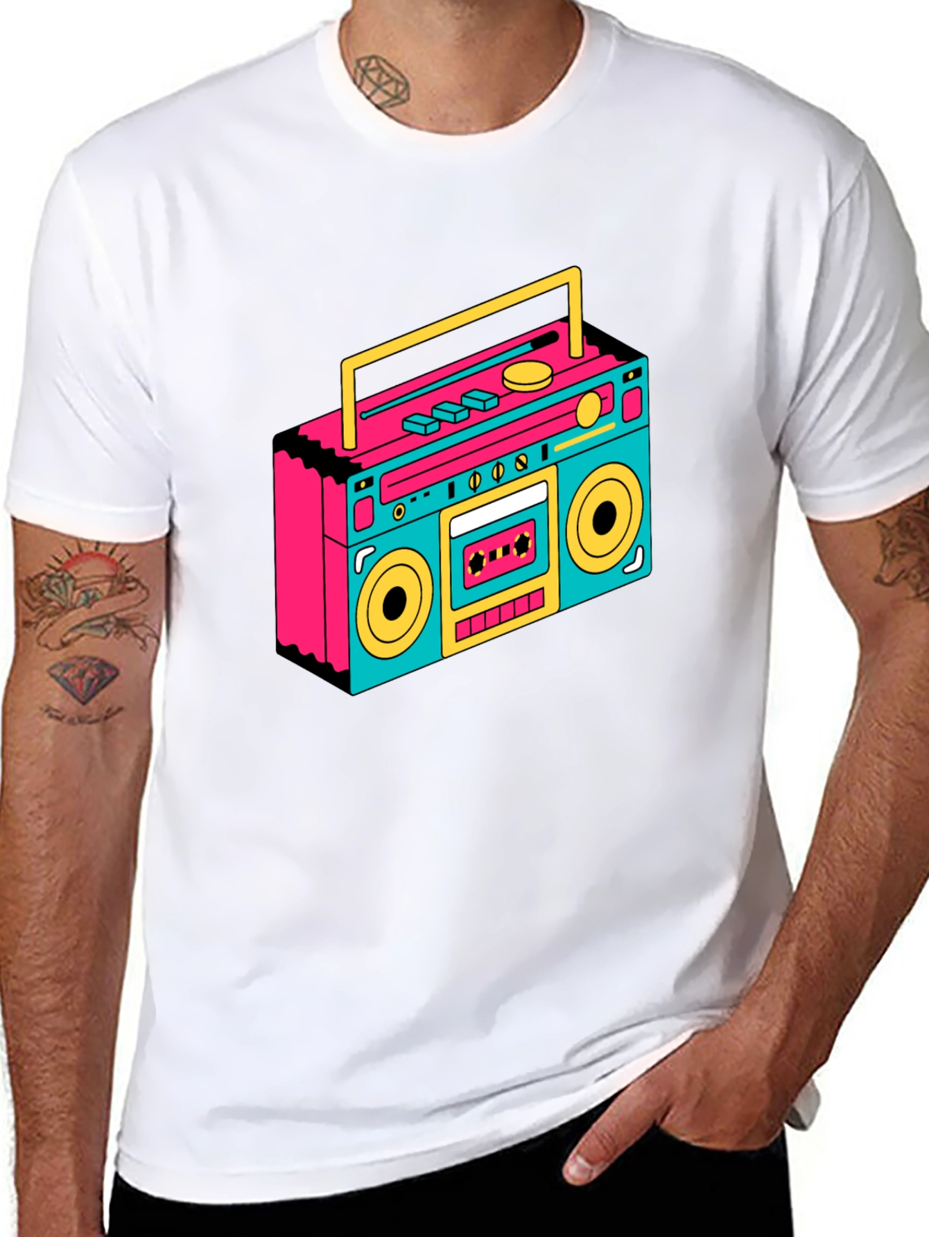 Retro Boombox Graphic Tee - Black