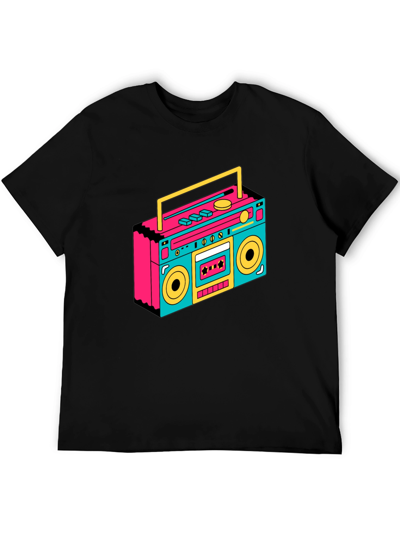 Retro Boombox Graphic Tee - Black