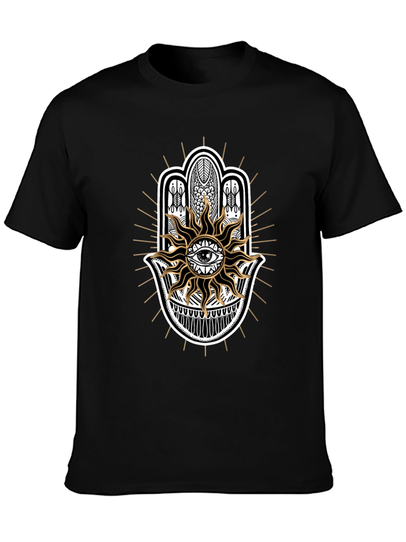 Mystic Eye Hamsa Hand Graphic Tee - Black