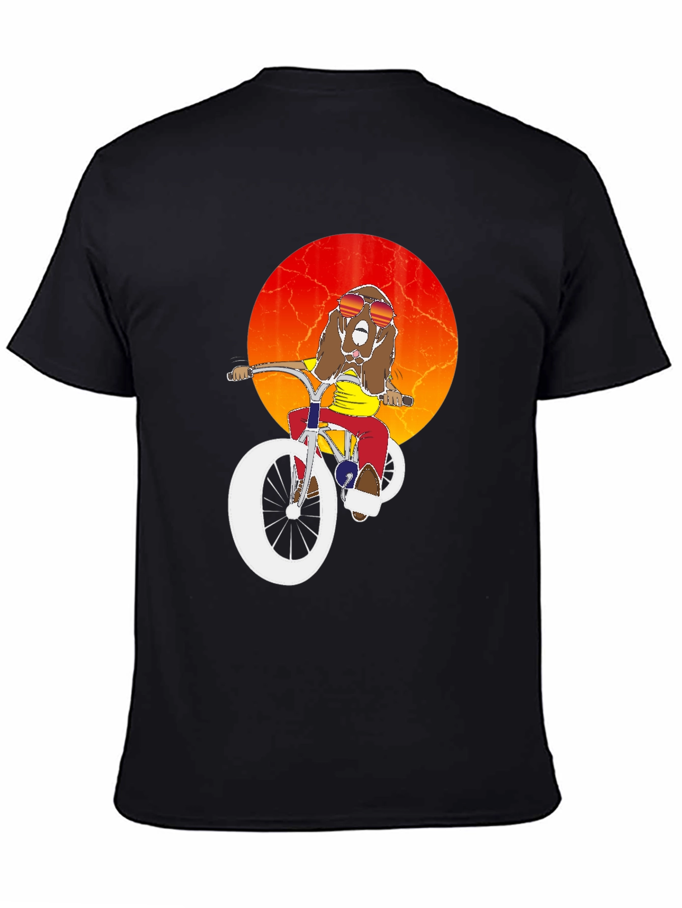 Cool Dog Biker Graphic Tee - Black Cotton T-Shirt