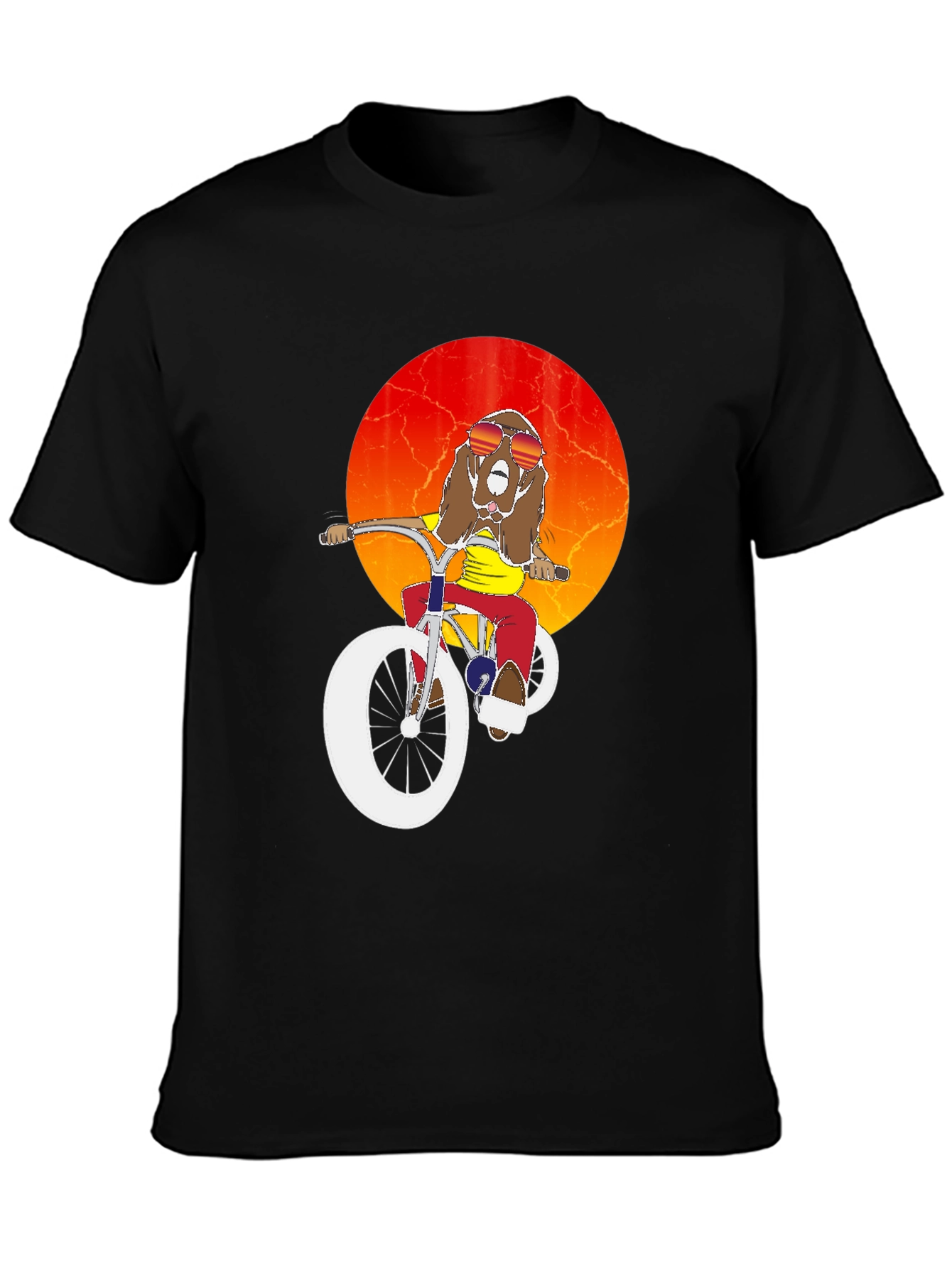 Cool Dog Biker Graphic Tee - Black Cotton T-Shirt