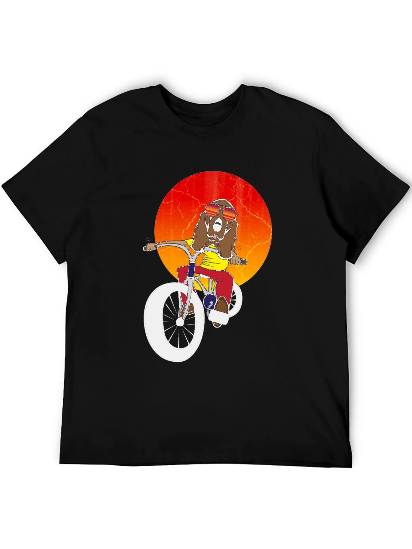 Cool Dog Biker Graphic Tee - Black Cotton T-Shirt