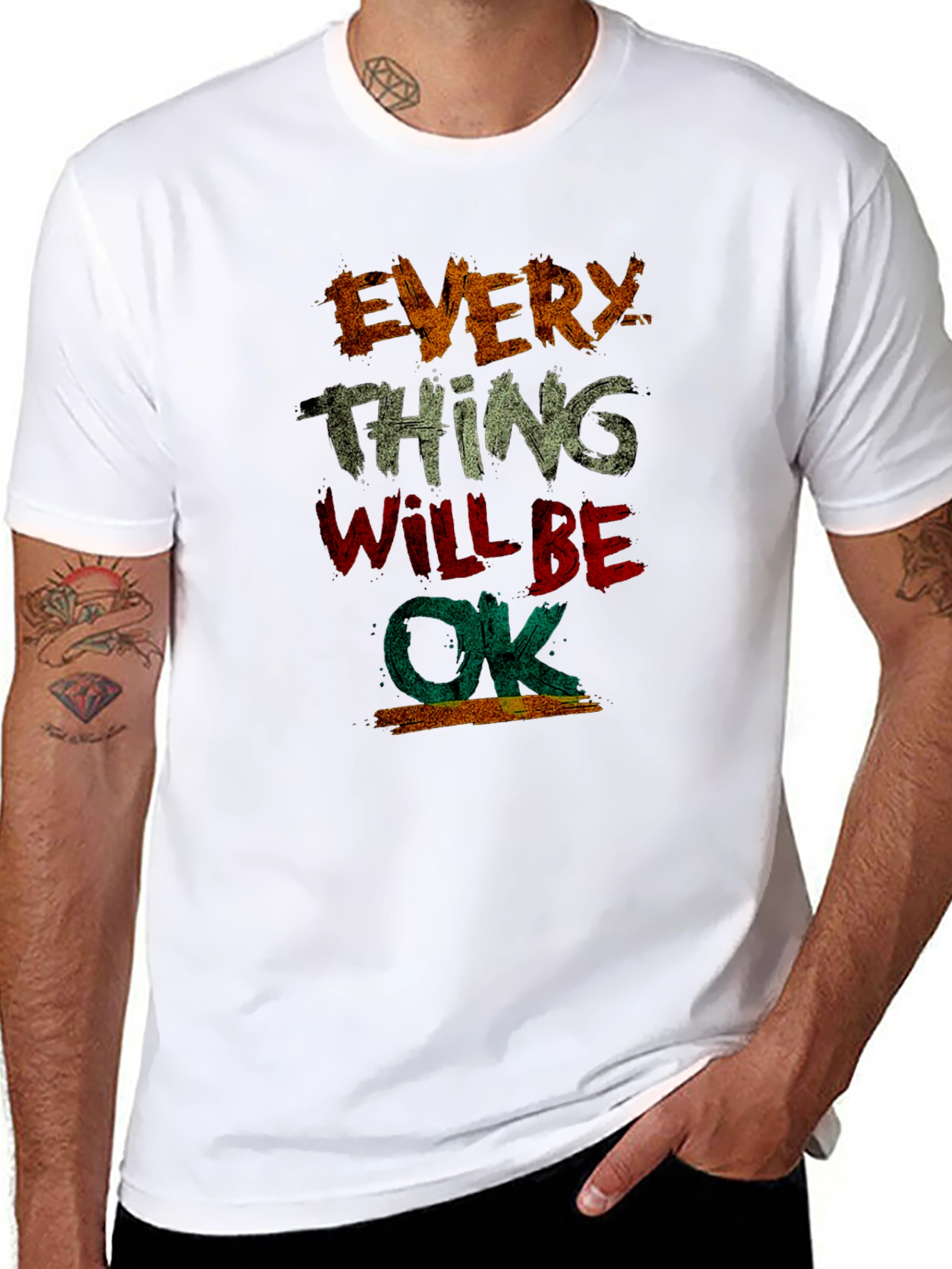 Everything Will Be OK Graphic Tee - Distressed Print