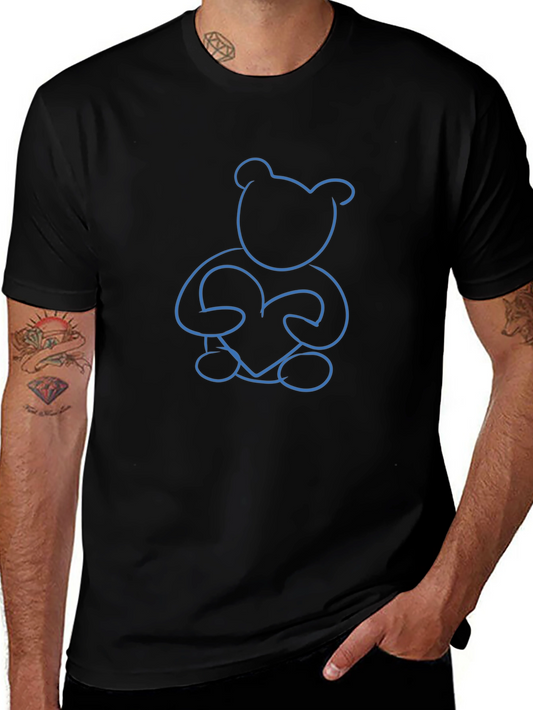 Blue Teddy Bear Heart Graphic Tee - Unisex