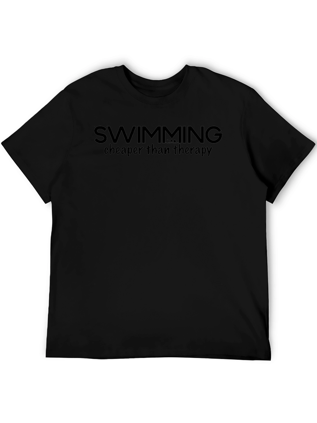 Swimming Cheaper Than Therapy Black T-Shirt