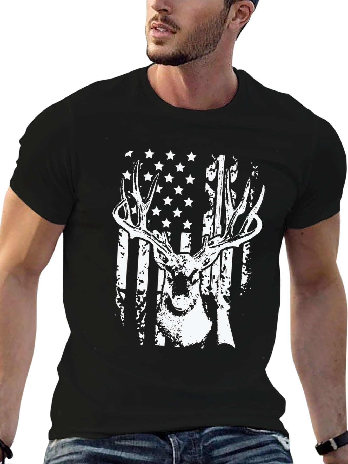 American Flag Deer Hunting T-Shirt