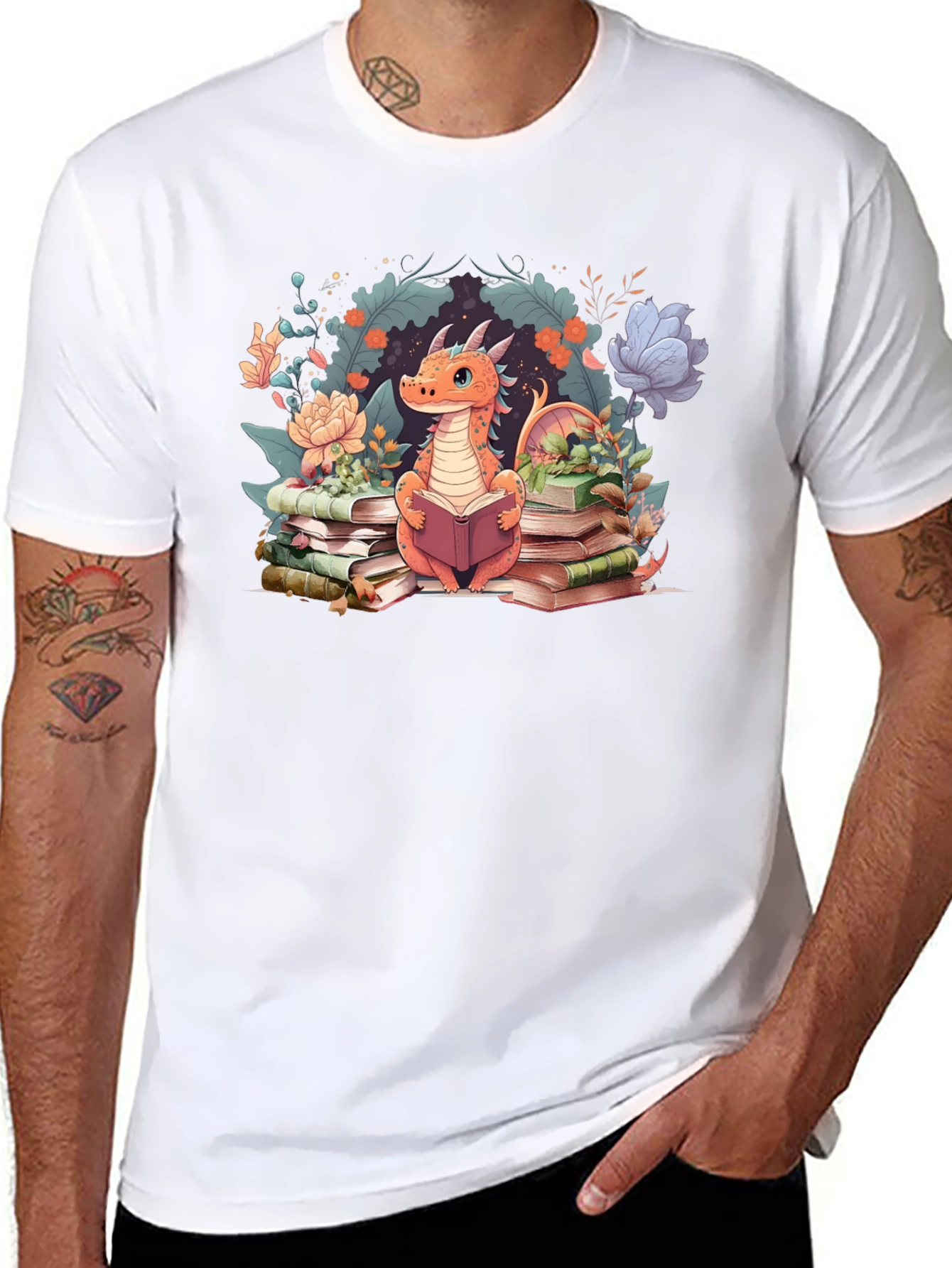 Dragon Reading Black T-Shirt