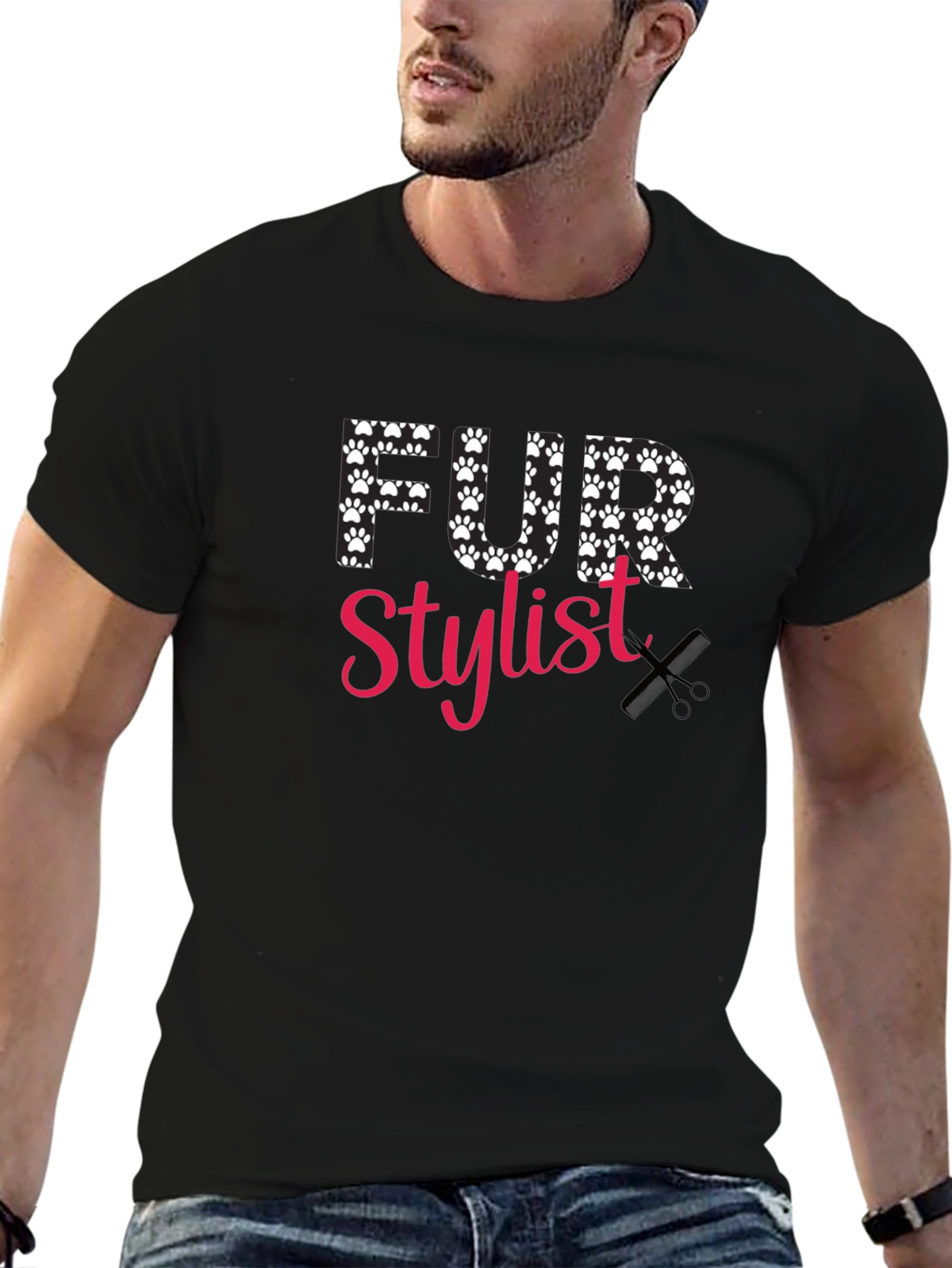 Fur Stylist T-Shirt - Paw Print Design