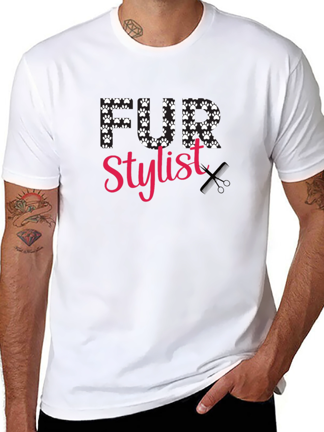 Fur Stylist T-Shirt - Paw Print Design