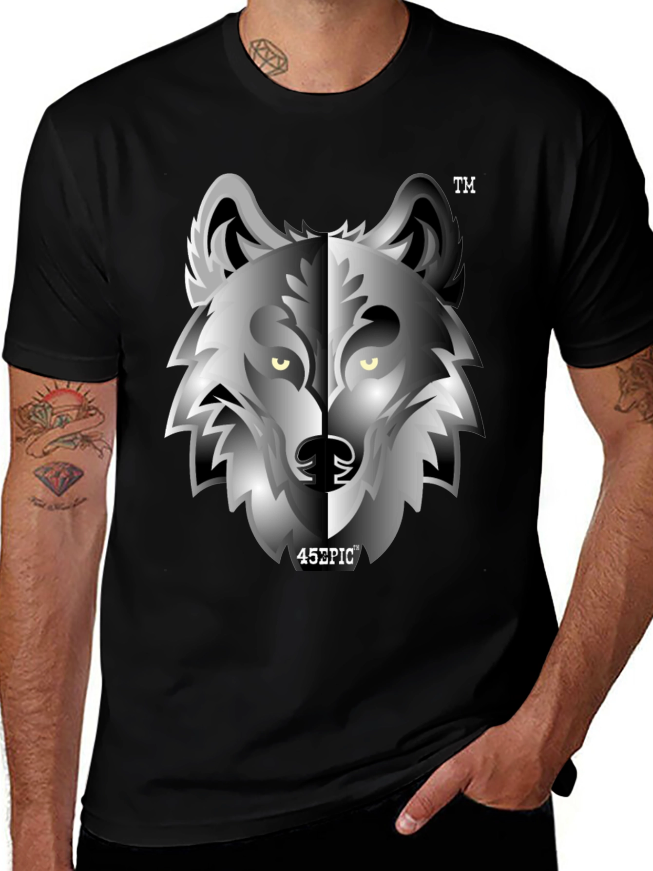 Epic Wolf Graphic Tee - Black Crew Neck T-Shirt