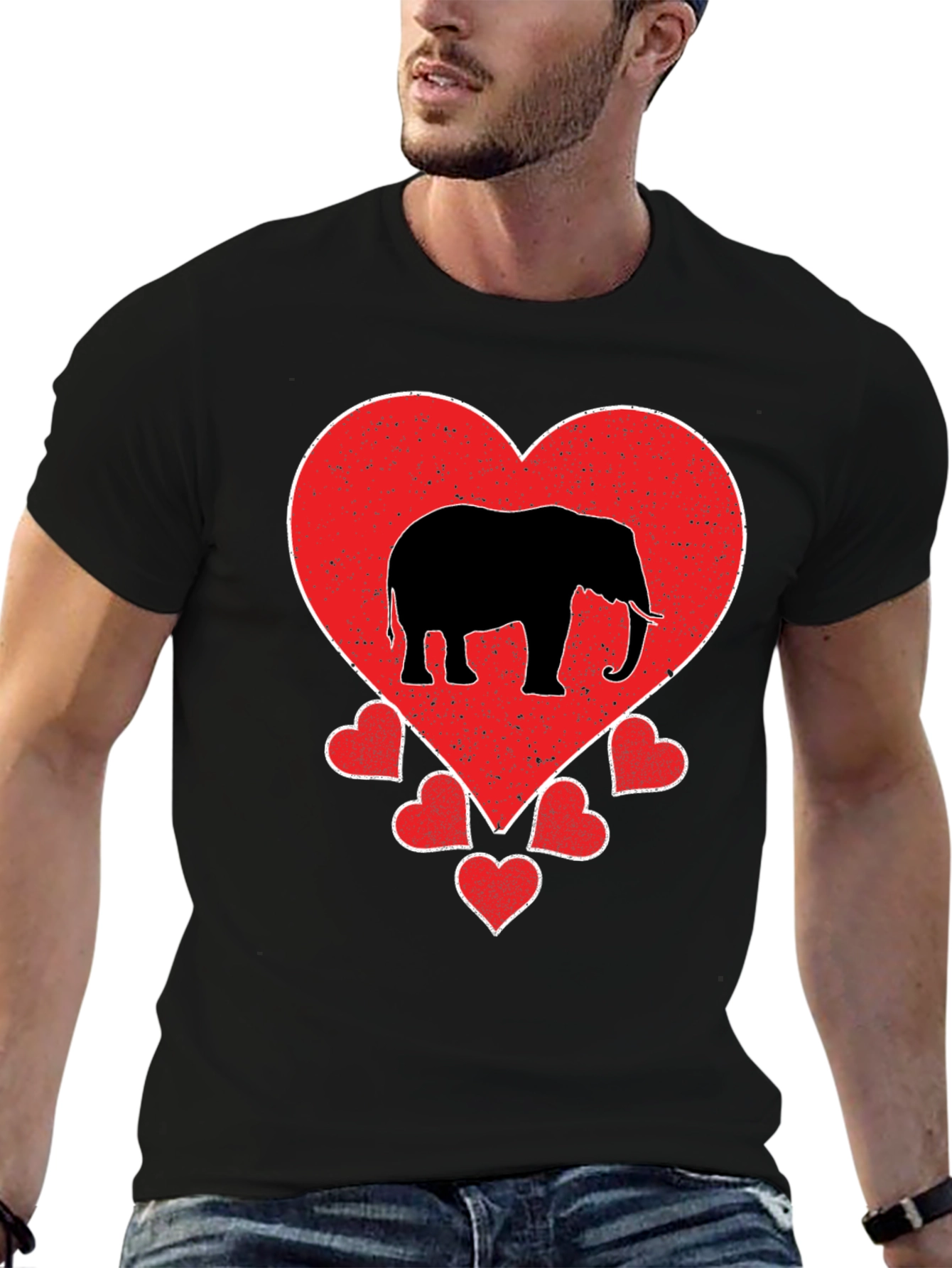 Elephant Heart Graphic T-Shirt - Black