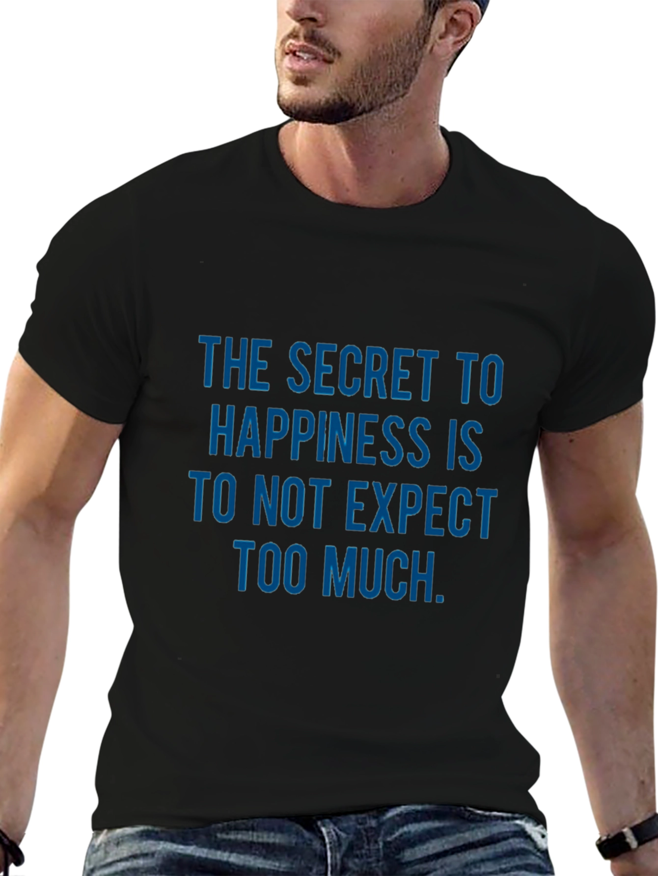 Secret to Happiness Graphic Print Tee - Black