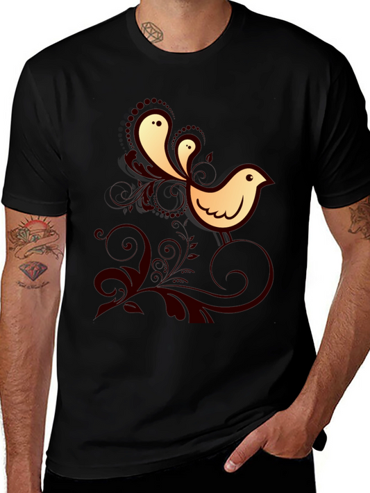 Bird Graphic Print Crew Neck Tee