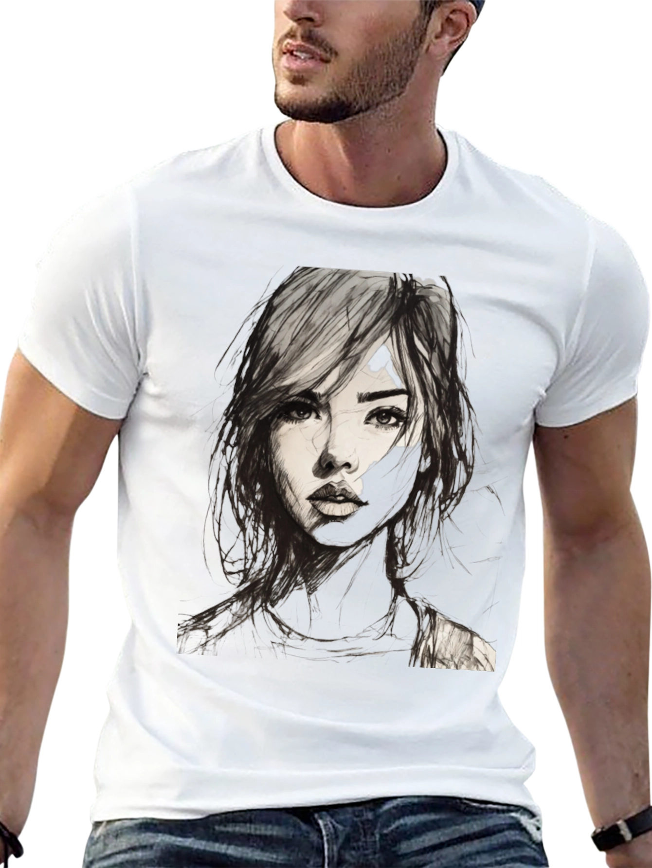 Graphic Tee - Woman Portrait Black T-Shirt