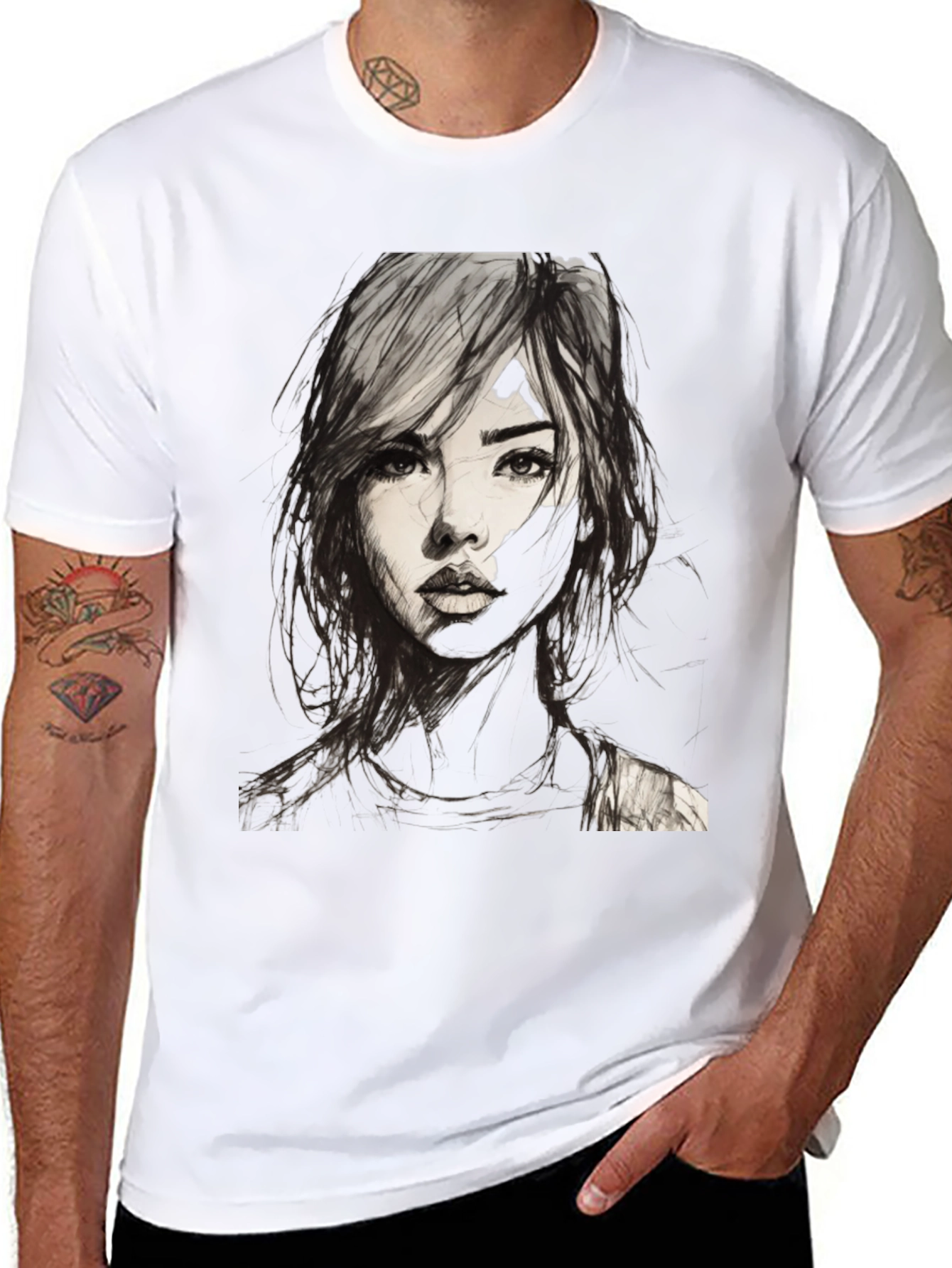 Graphic Tee - Woman Portrait Black T-Shirt