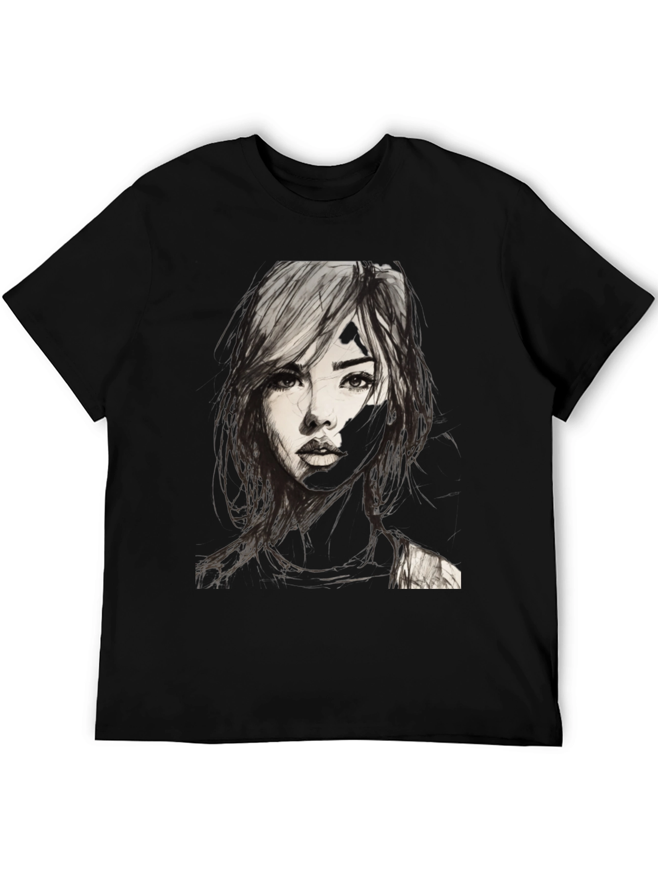 Graphic Tee - Woman Portrait Black T-Shirt