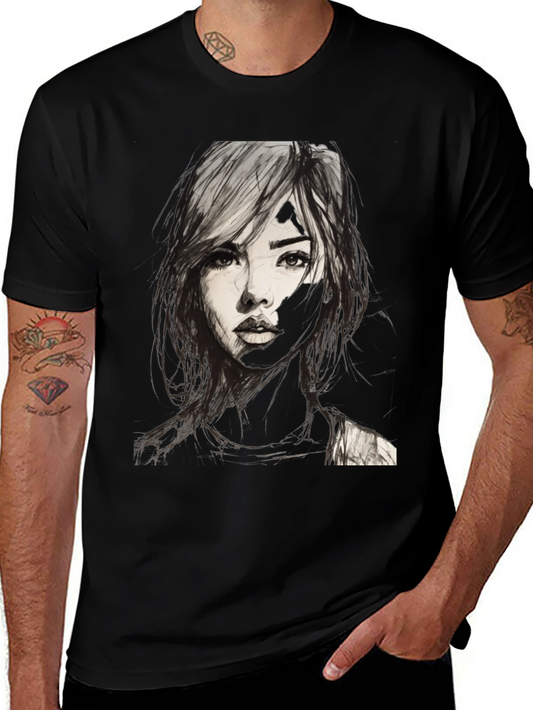 Graphic Tee - Woman Portrait Black T-Shirt