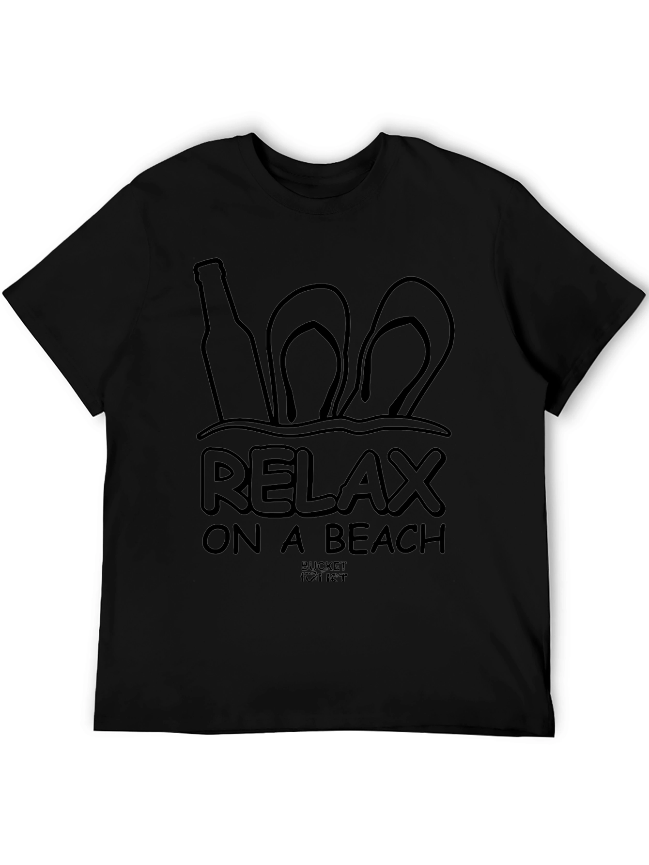 Relax On A Beach Mens Black T-Shirt