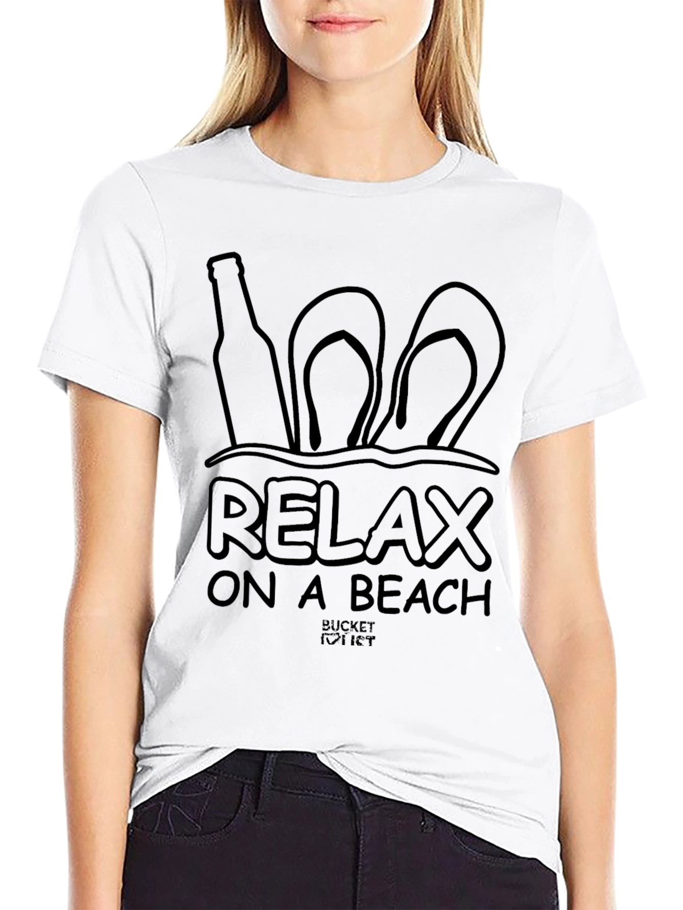 Relax On A Beach Mens Black T-Shirt