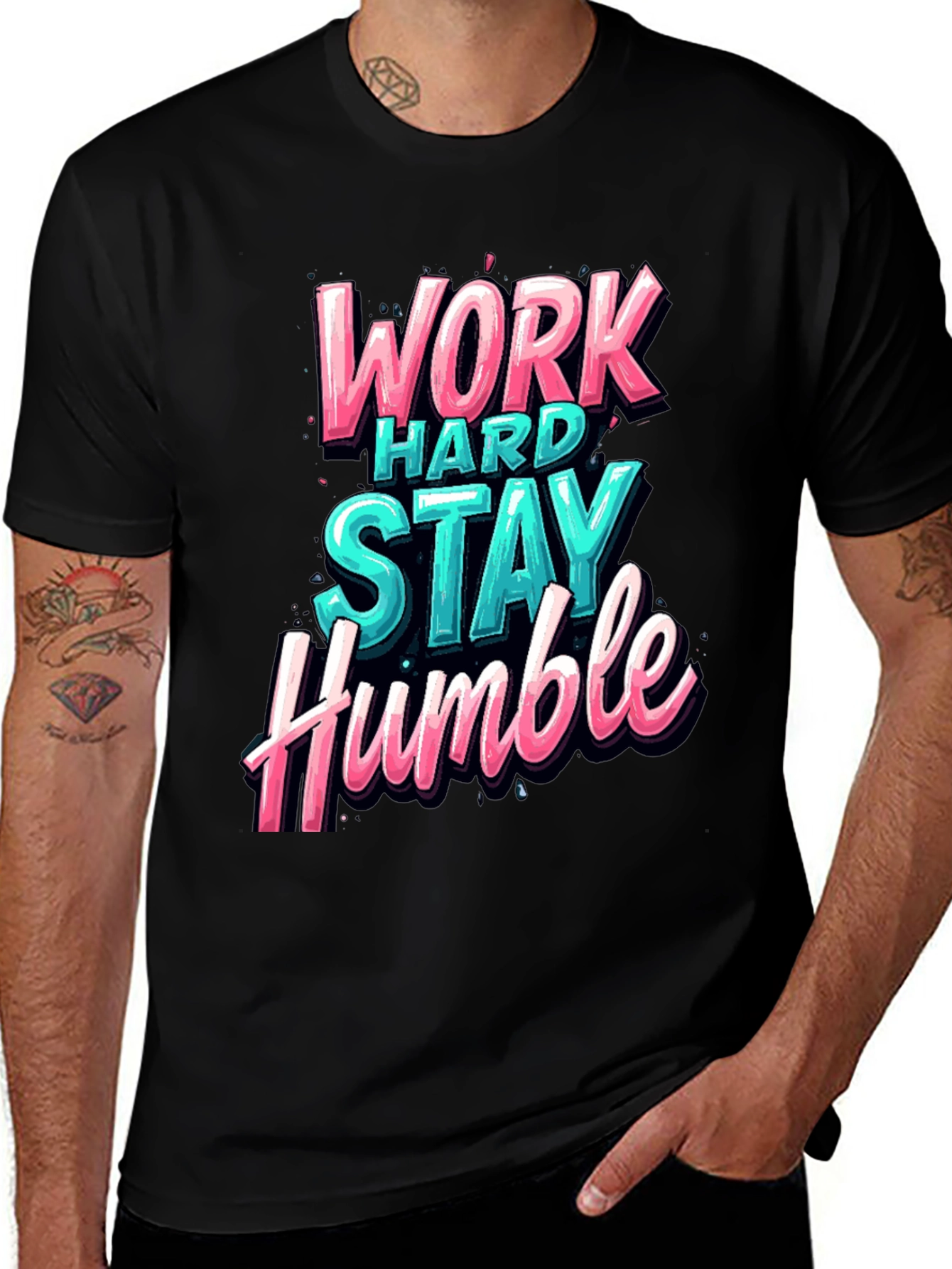 Work Hard Stay Humble Graphic Tee - Black