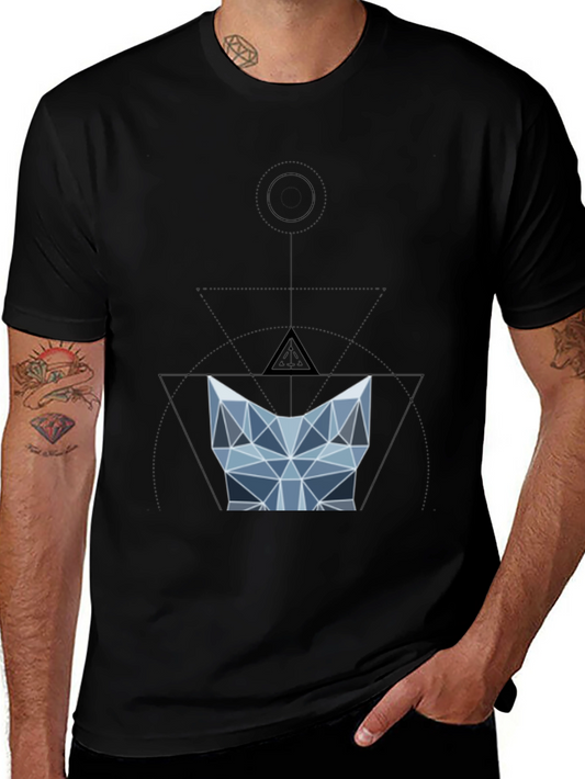 Geometric Cat Tee - Modern Design T-Shirt