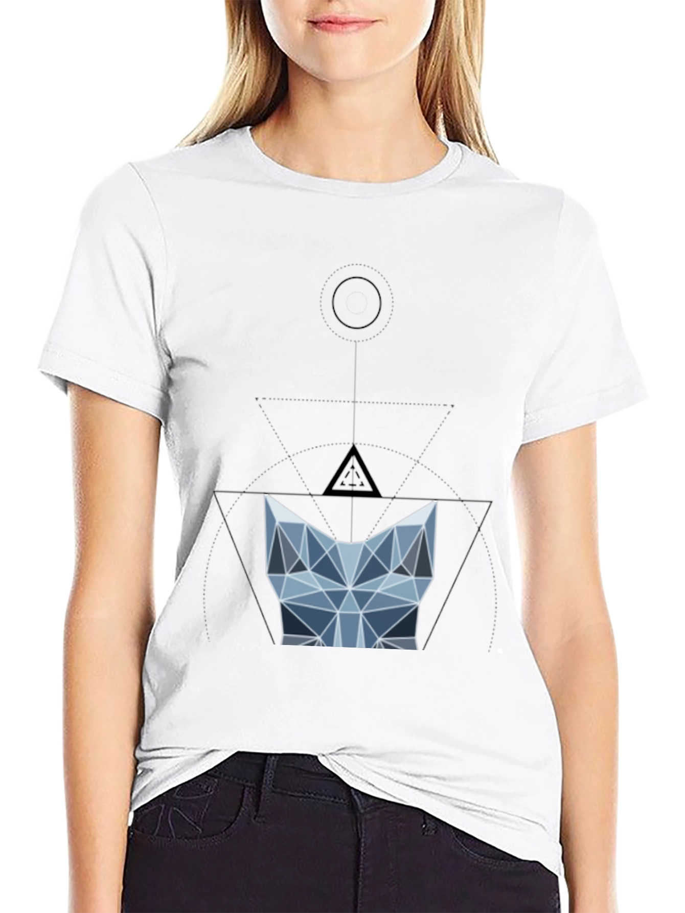 Geometric Cat Tee - Modern Design T-Shirt