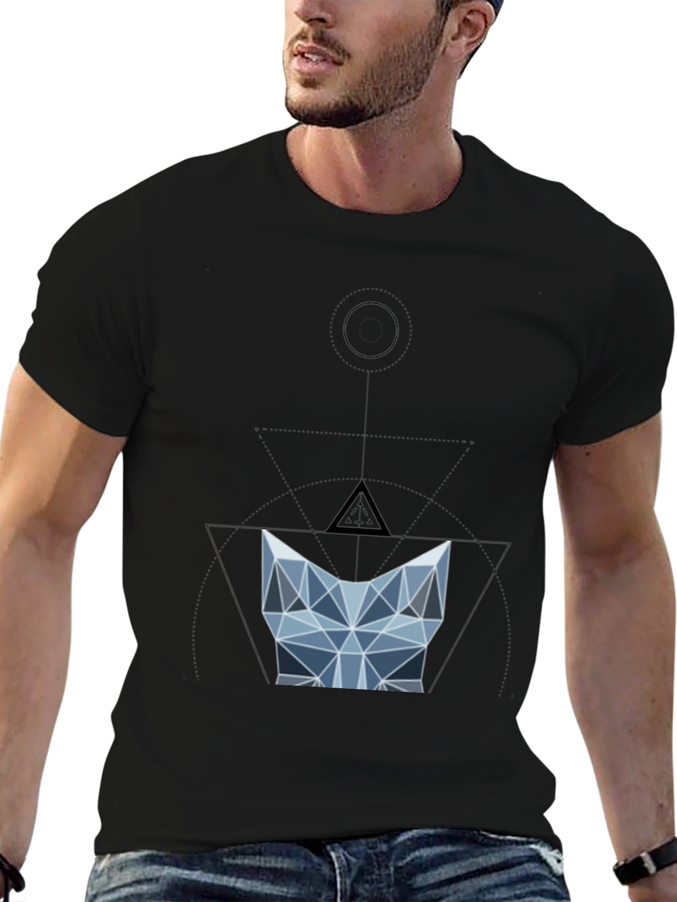 Geometric Cat Tee - Modern Design T-Shirt