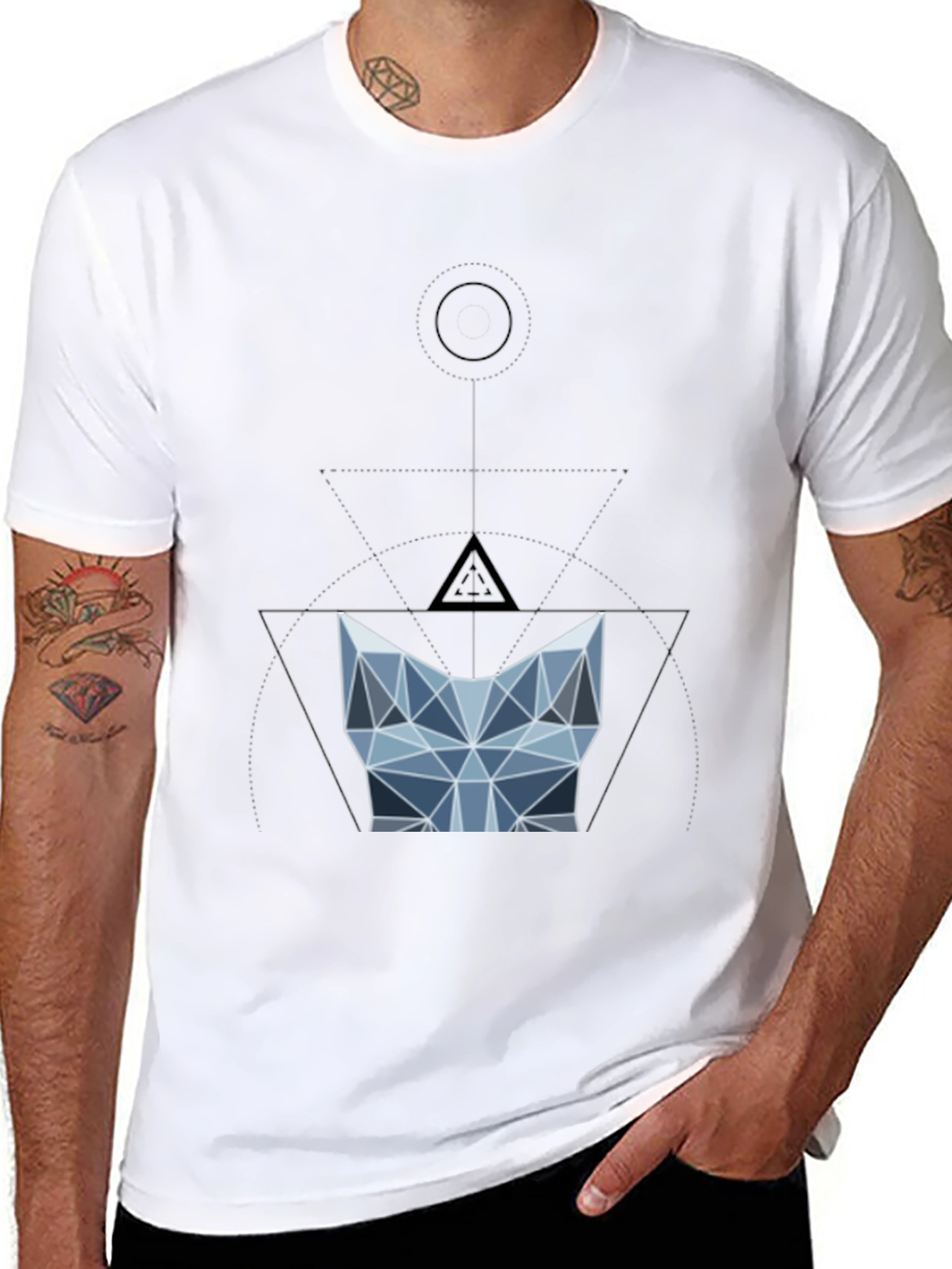 Geometric Cat Tee - Modern Design T-Shirt