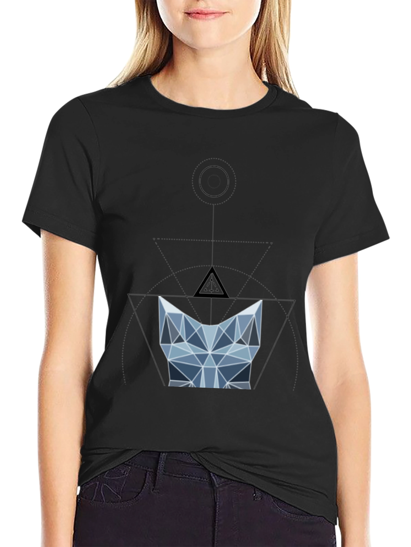 Geometric Cat Tee - Modern Design T-Shirt