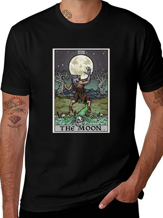 The Moon Tarot Card Werewolf Graphic Tee