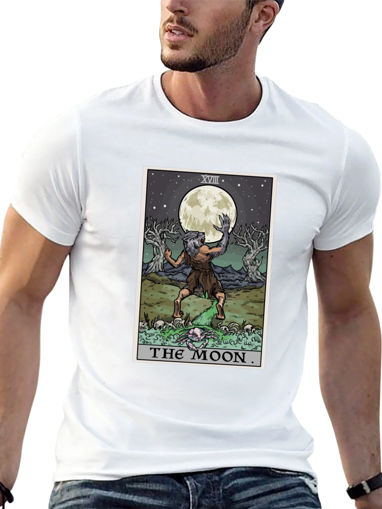 The Moon Tarot Card Werewolf Graphic Tee