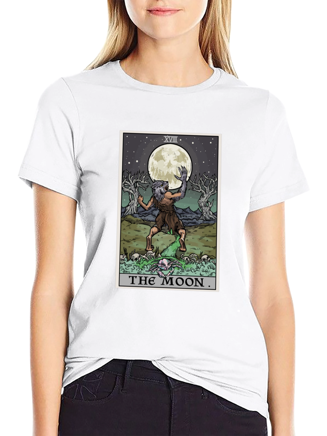 The Moon Tarot Card Werewolf Graphic Tee