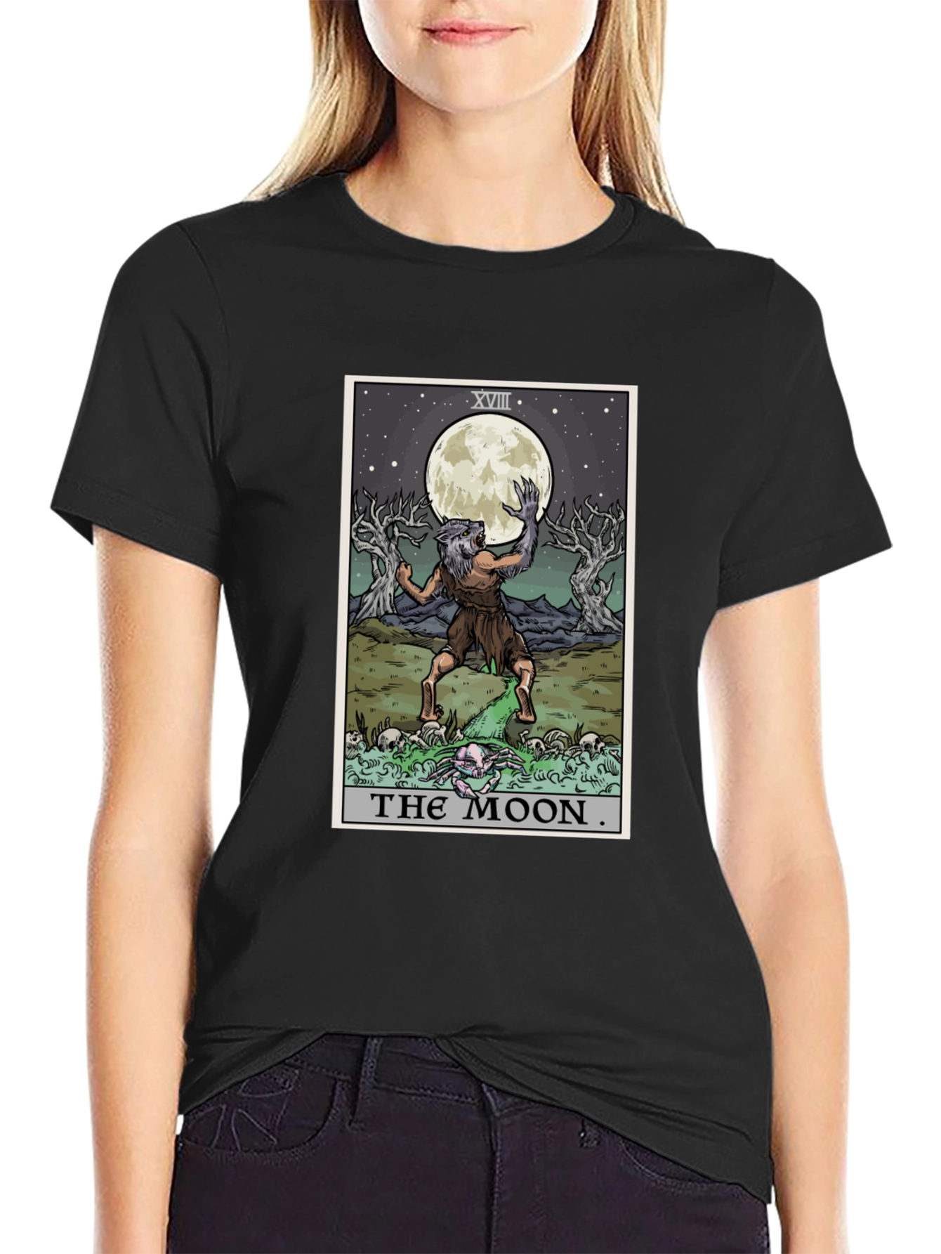 The Moon Tarot Card Werewolf Graphic Tee