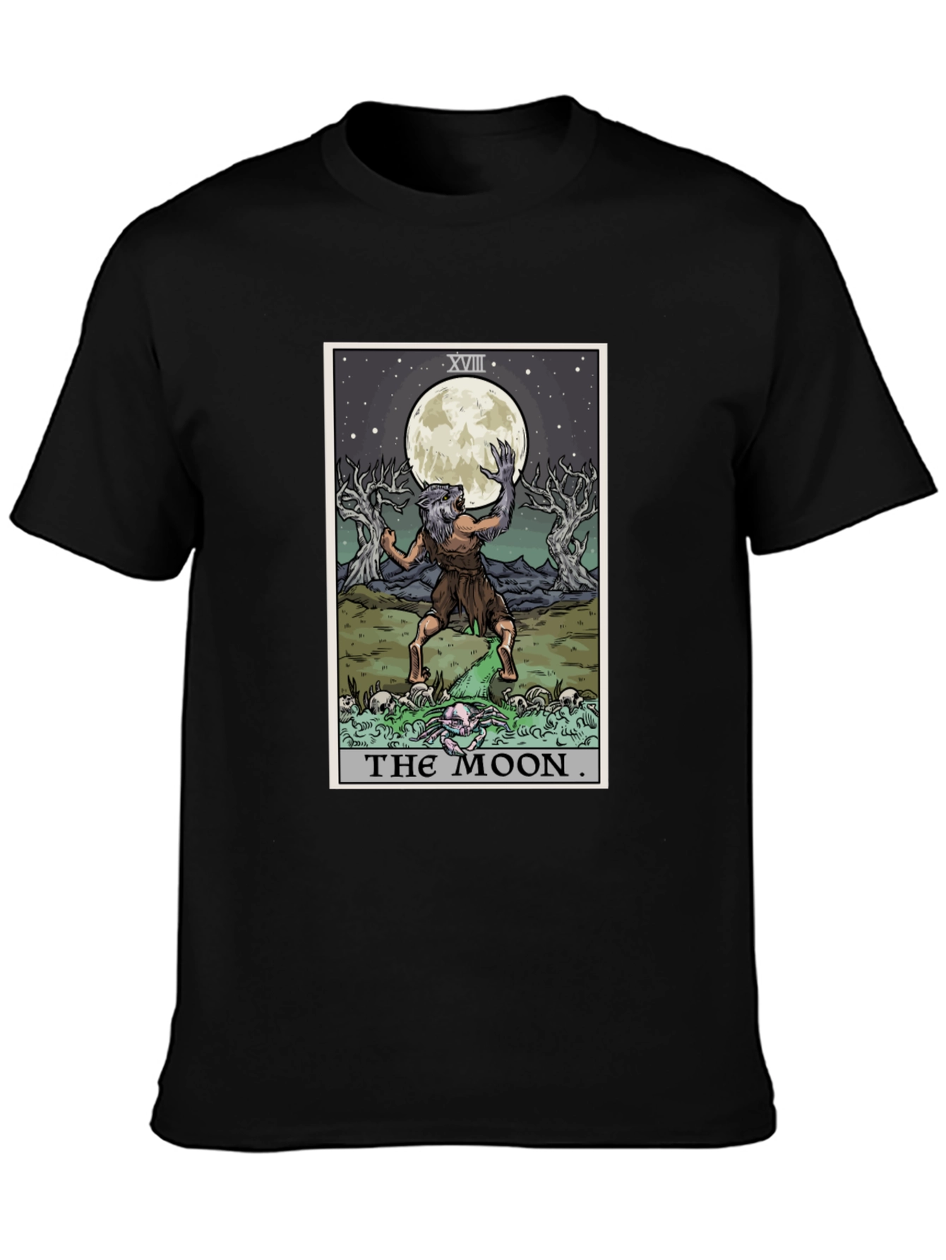 The Moon Tarot Card Werewolf Graphic Tee