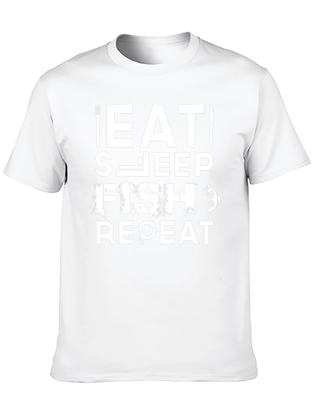 Eat Sleep Fish Repeat Graphic T-Shirt - Black