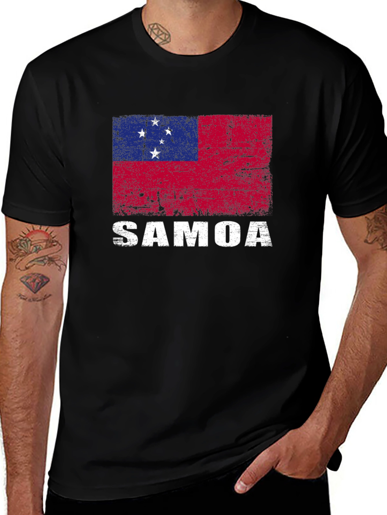 Samoa Flag T-Shirt - Distressed Design