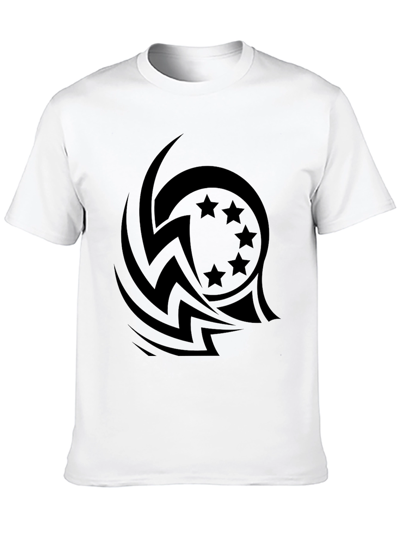 Stylish Black Tee with Tribal Star Design