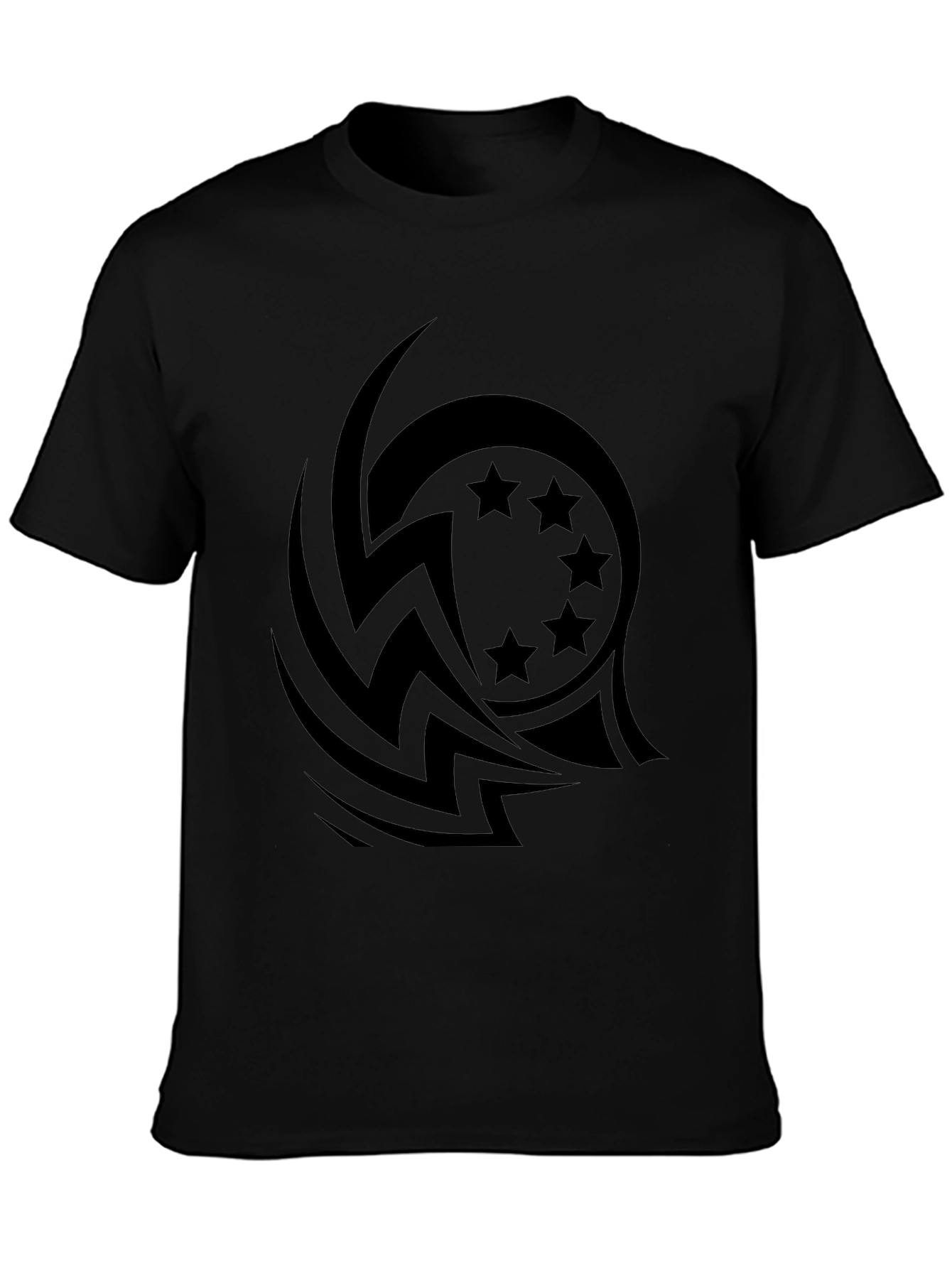 Stylish Black Tee with Tribal Star Design