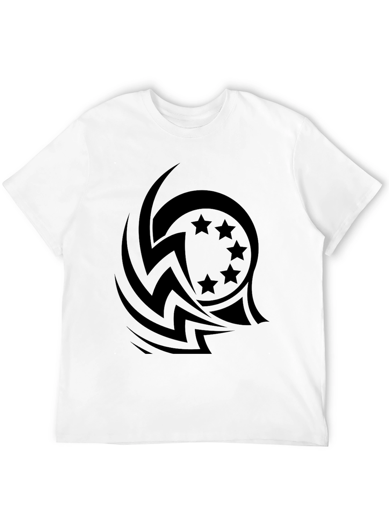 Stylish Black Tee with Tribal Star Design