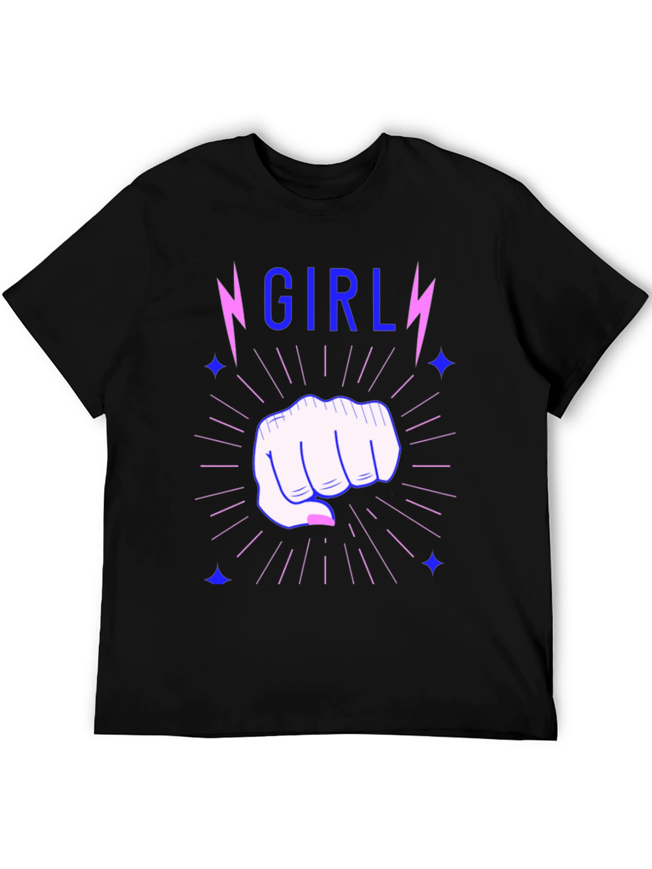 Girl Power Fist Tee - Lightning Bolt Graphic