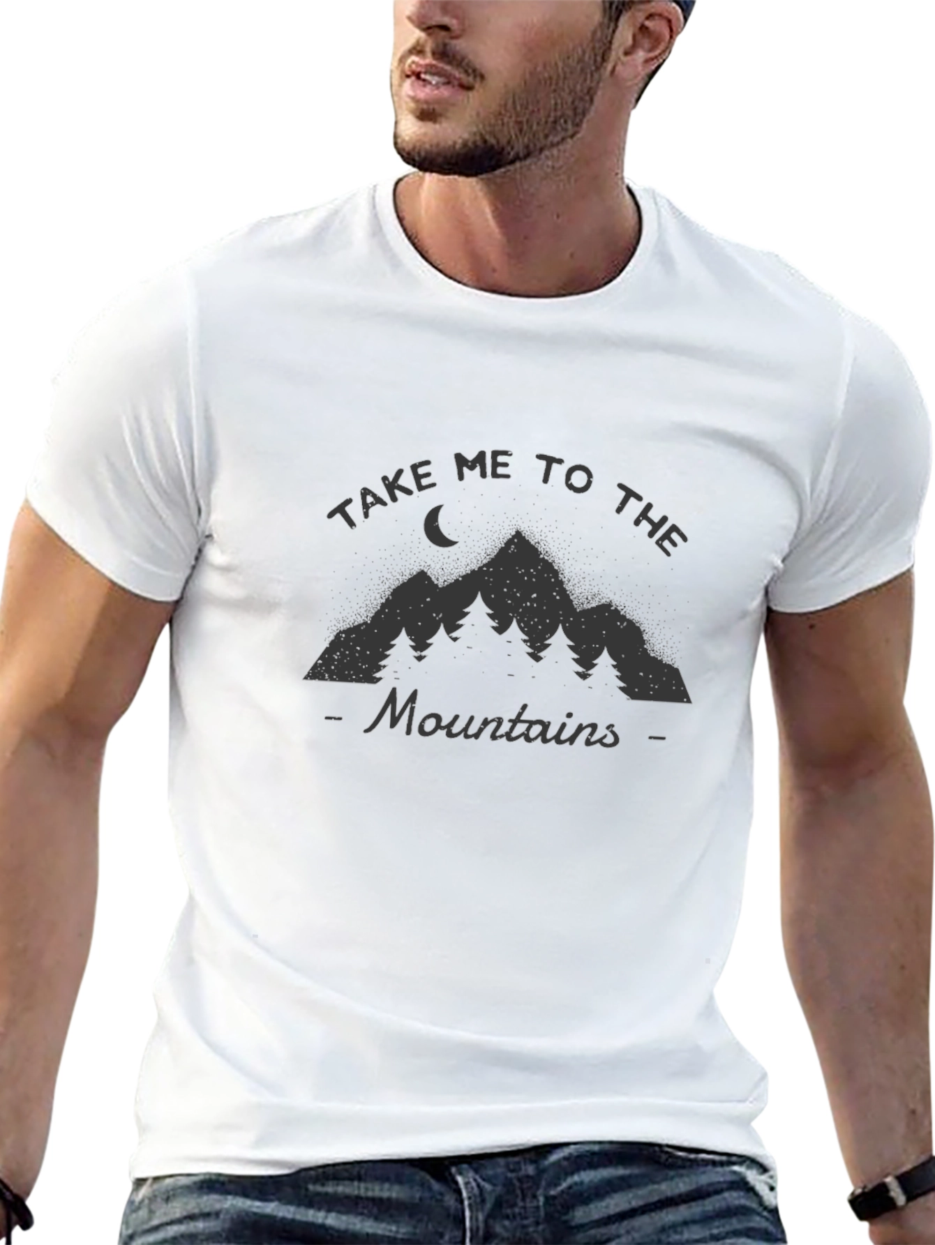 Mountain Adventure Graphic Tee - Black Crew Neck T-Shirt