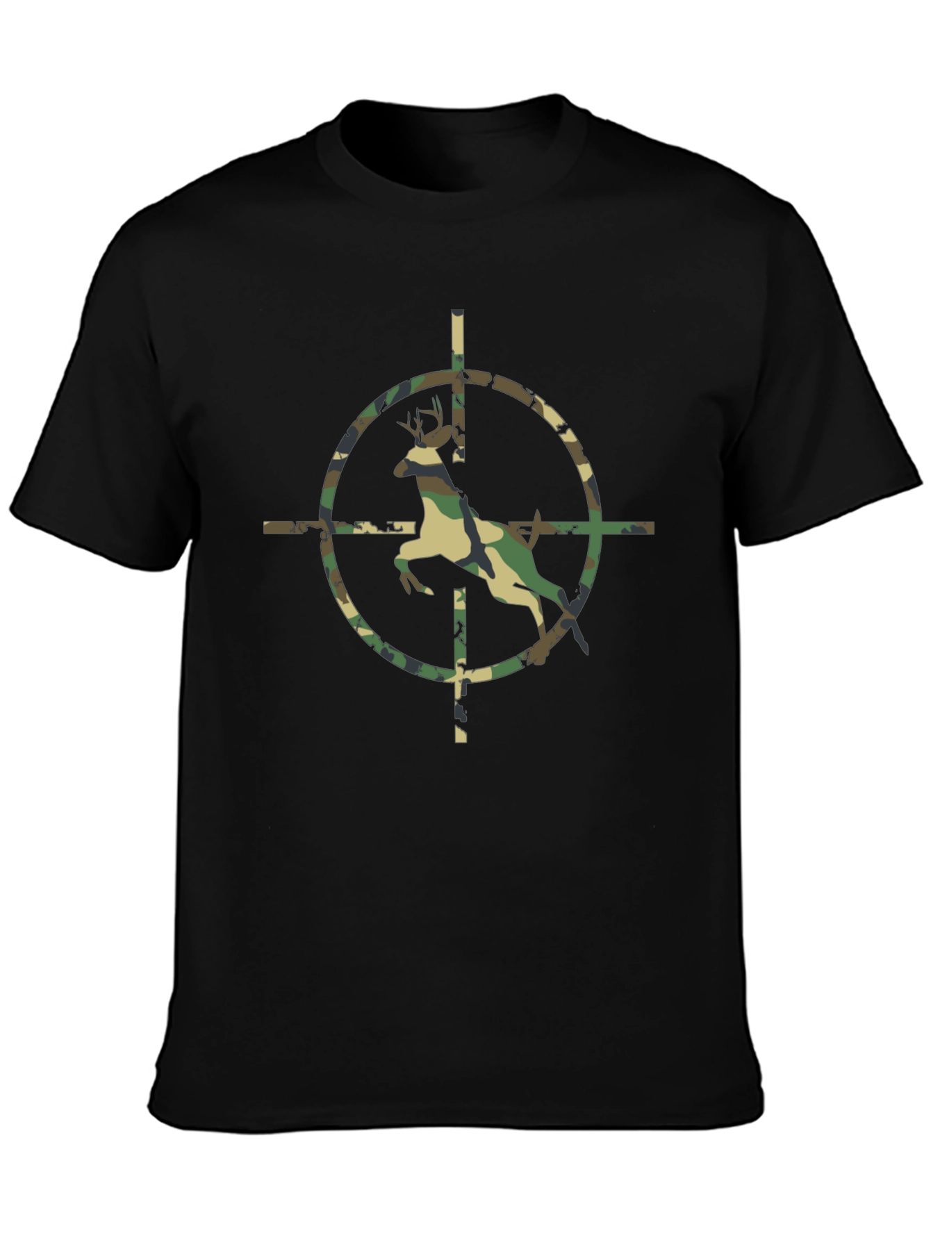 Camouflage Deer Target Black T-Shirt