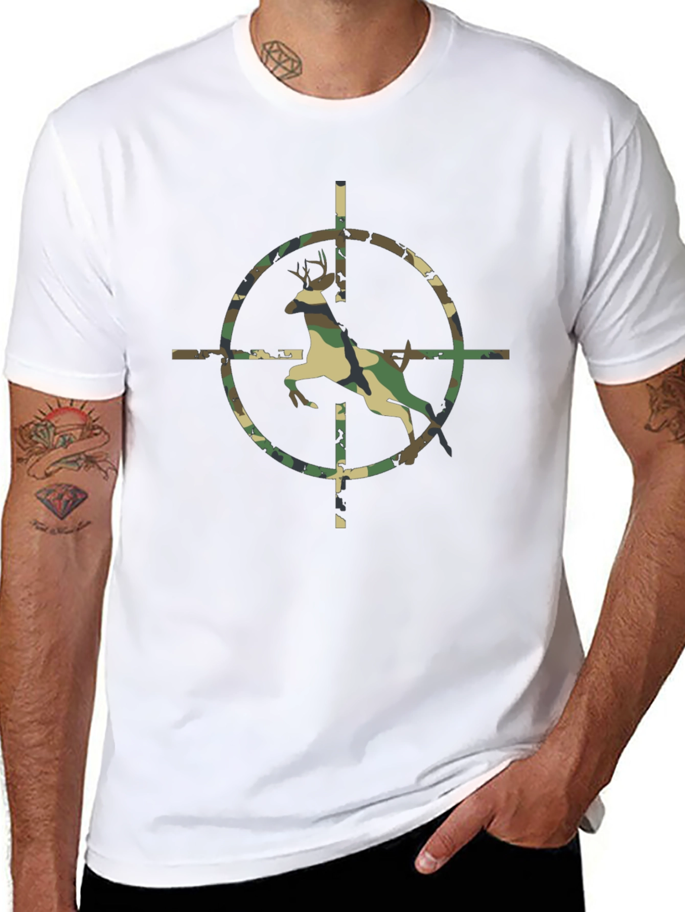 Camouflage Deer Target Black T-Shirt