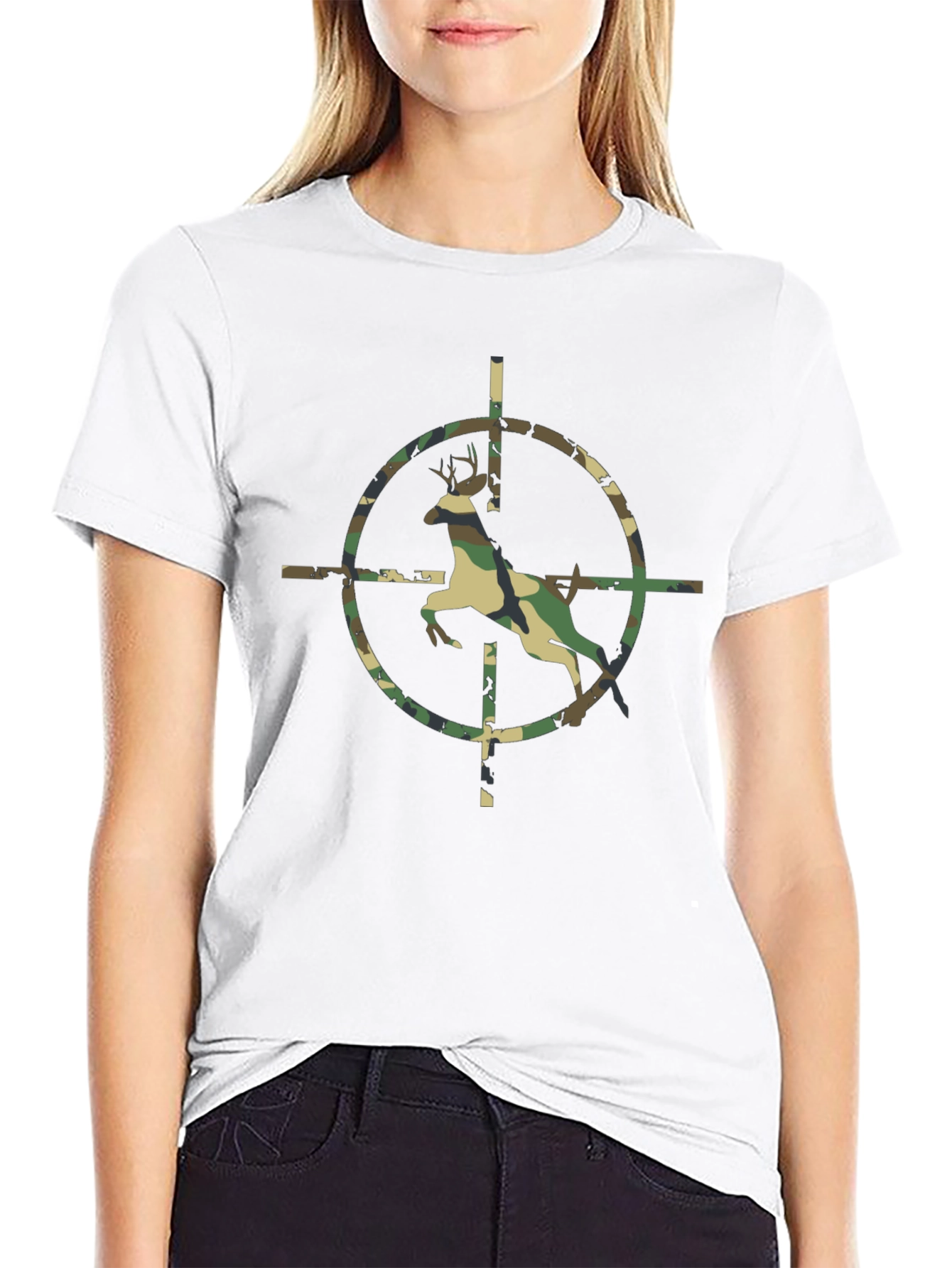 Camouflage Deer Target Black T-Shirt