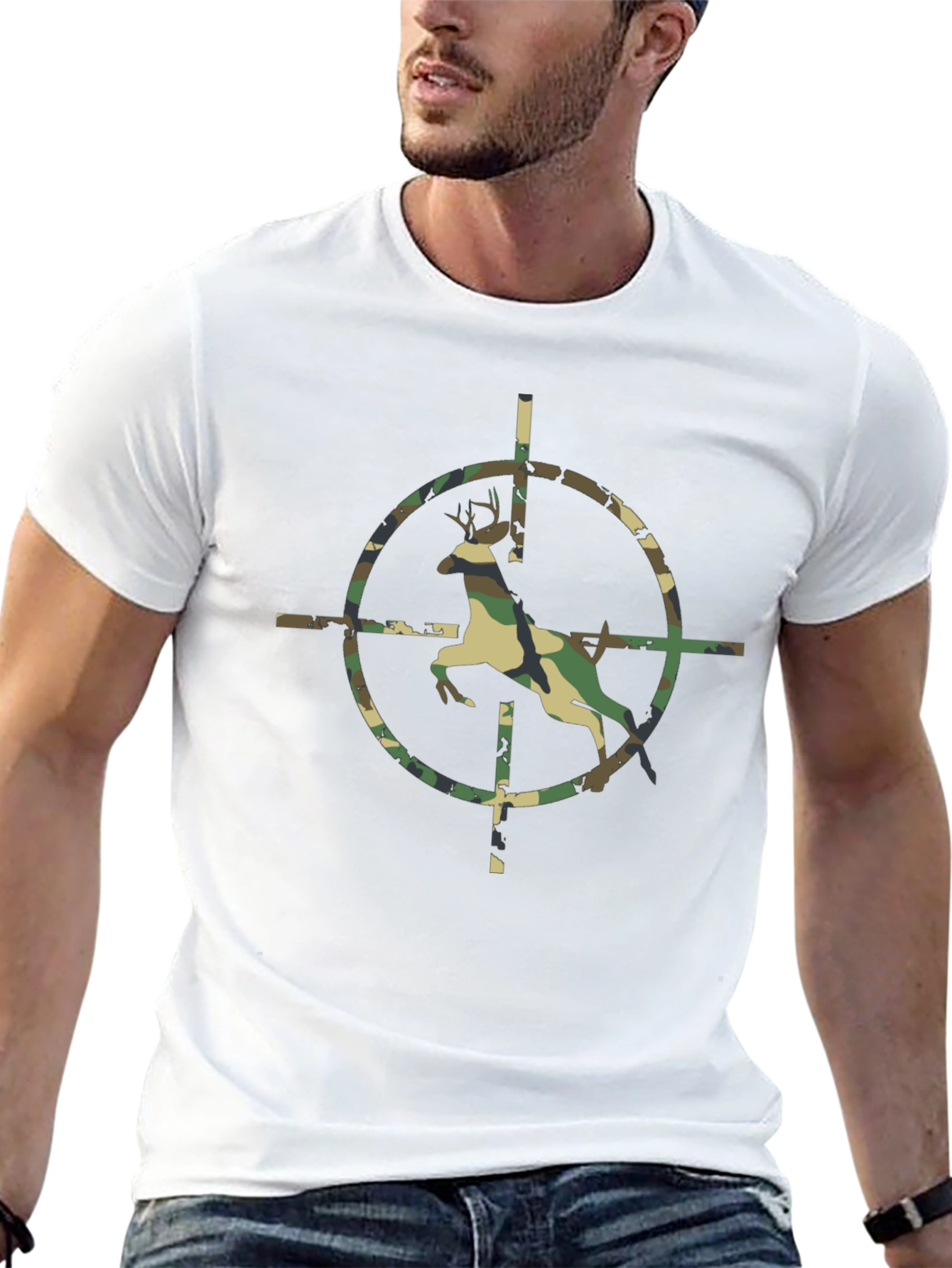 Camouflage Deer Target Black T-Shirt