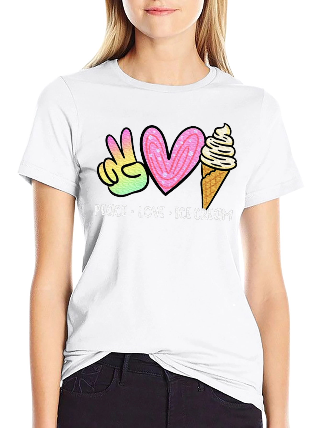 Peace Love Ice Cream Graphic T-Shirt