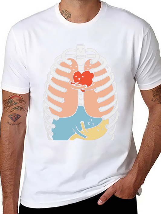 Heart Hug Rib Cage Graphic Tee - Black