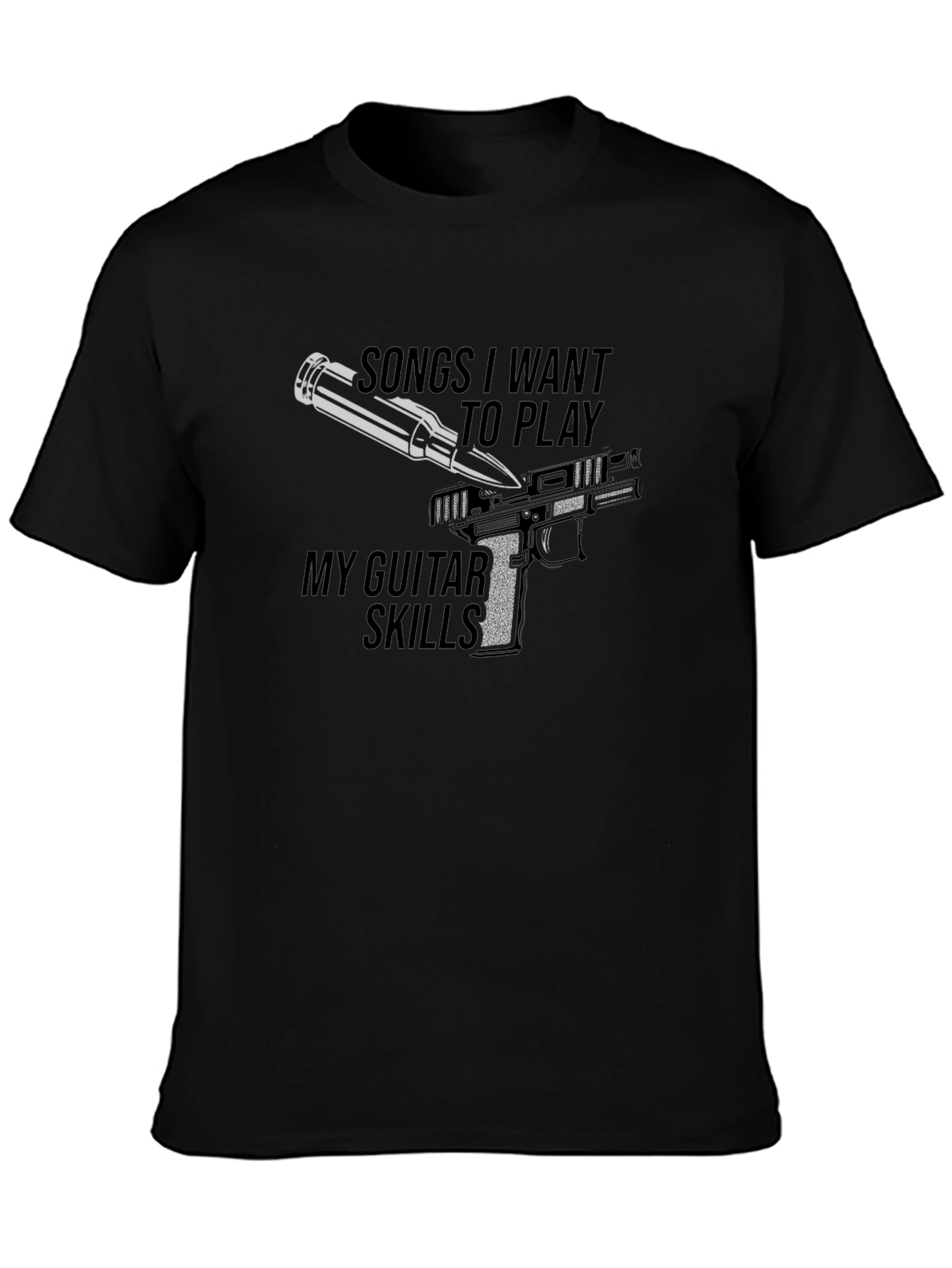 Guitar Skills Graphic Tee - Black Cotton T-Shirt